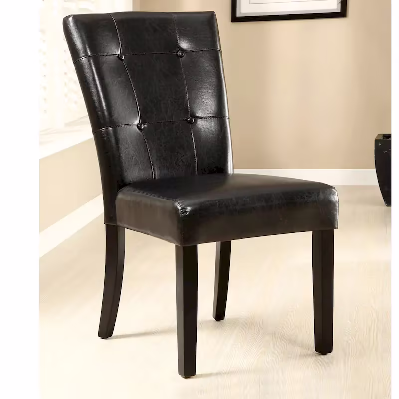 Lerc Modern Espresso Faux Leather Tufted Side Chairs by Furniture of America (Set of 2)
