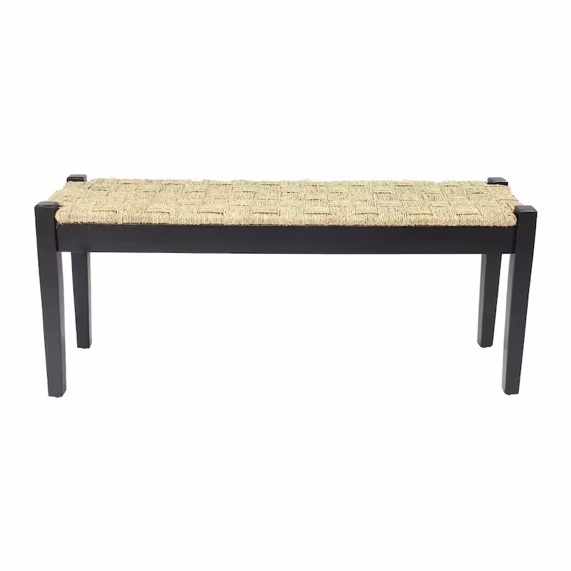 M4H Shambles Solid Wood Indoor Bench with Natural Seagrass