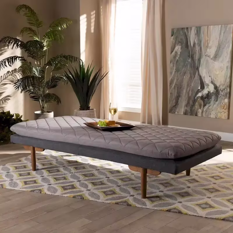Marit Upholstered Wood Daybed in Mid-Century Modern Style