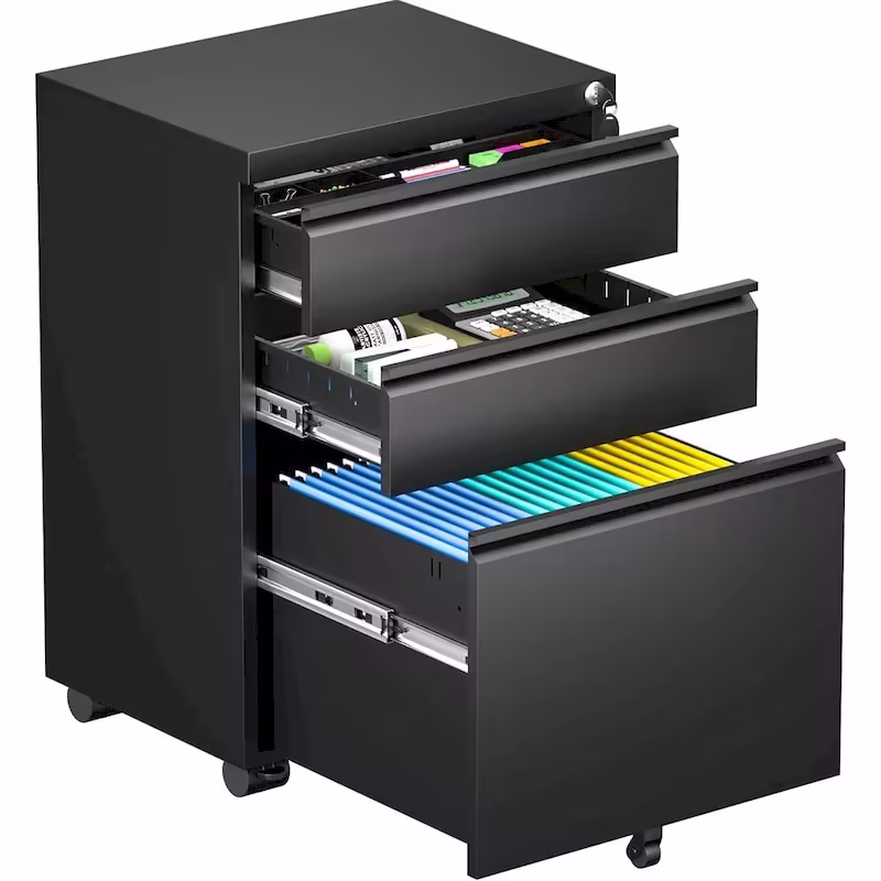 Metal Locking File Cabinet with 3 Drawers for Home Office