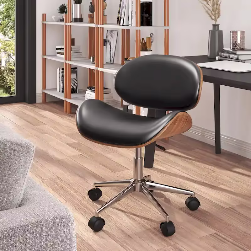 Mid-Century Modern Adjustable Office Chair with Swivel & Casters