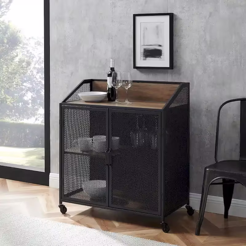 Middlebrook Pierpont Industrial-Style Mesh Bar Cabinet