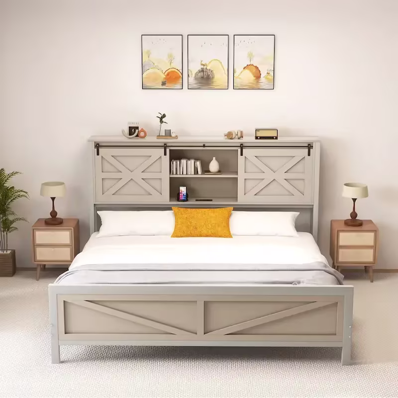 Moasis Farmhouse Oak Bed Frame - Available in Queen and King Sizes
