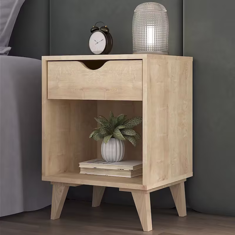 Modern 24-Inch Wooden Nightstand with 2 Drawers - Stylish Bedside or End Table with Storage