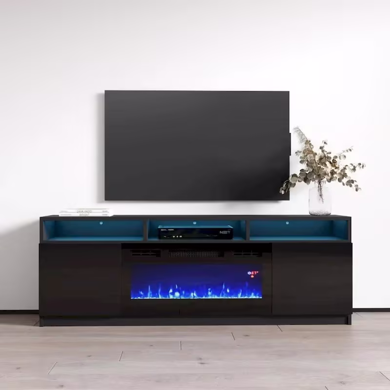 Modern 63-Inch TV Stand with Reno 05 Electric Fireplace