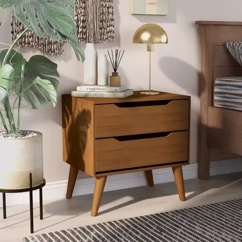 Carson Carrington Bodo Mid-Century Modern 2-Drawer Wooden Nightstand