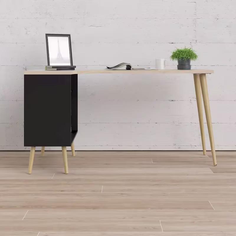 Carson Carrington Kristiansund L-Shaped Desk with 2 Drawers and 3 Shelves