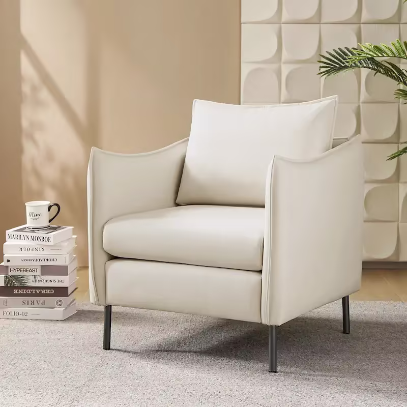 Christopher Contemporary Anti-Scratch Fabric Armchair with Black Metal Legs by HULALA HOME