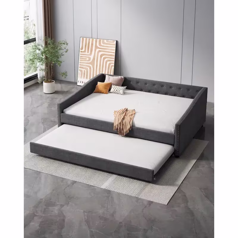 Christopher Knight Home Bennett Tufted Daybed Sofa with Storage Drawers and Stylish Curved Arms