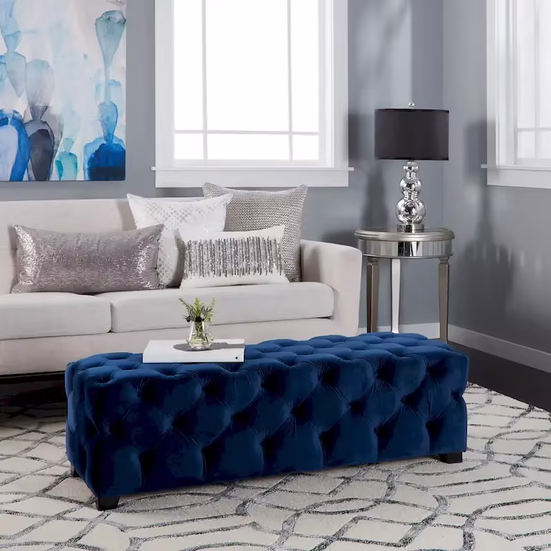 Christopher Knight Home Piper Glam Tufted Velvet Ottoman Bench