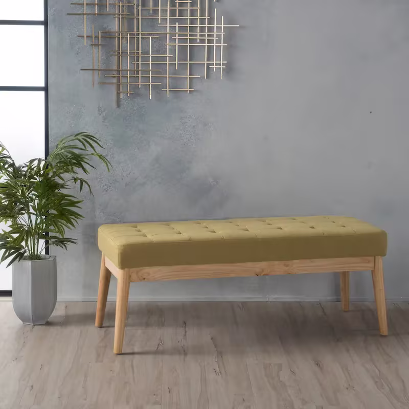 Christopher Knight Home Saxon Mid-Century Tufted Fabric Ottoman Bench - 43" L x 15.75" W x 17" H