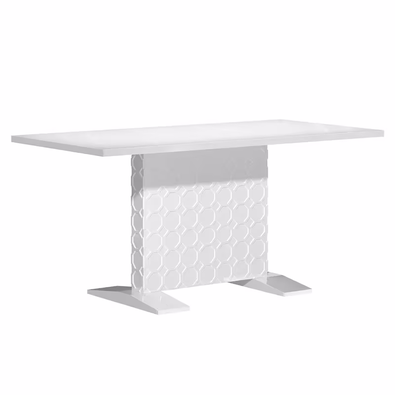 Clihome Glossy Wood Expandable Dining Table for 6 Guests