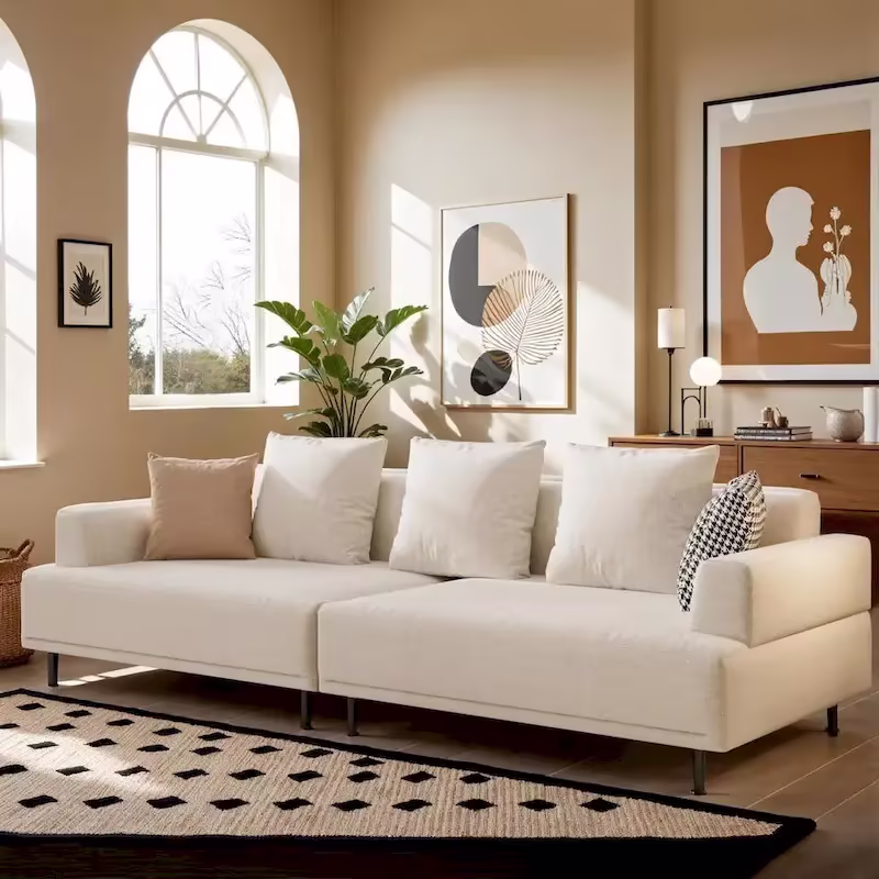 Contemporary Deep Seat Sofa with Cushions, Elevated Legs, Cozy Living Room Seating, Ideal for Apartments
