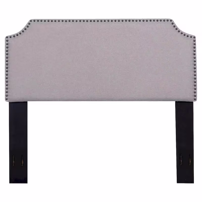 Contemporary Upholstered Fabric Headboard with Nailhead Trim for Full/Queen Beds