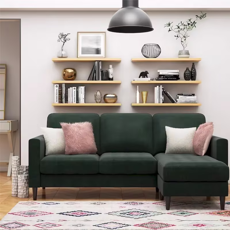 CosmoLiving by Cosmopolitan Strummer Reversible Velvet Sectional Sofa