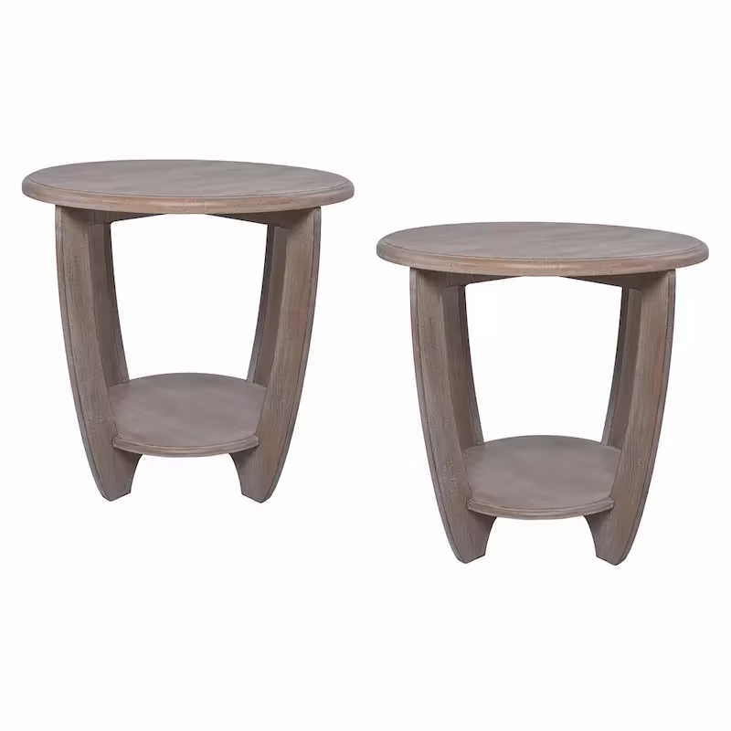 COZAYH Set of 2 Rustic Farmhouse End Tables with Storage Shelf - Vintage Grey French Country Accent Side Tables