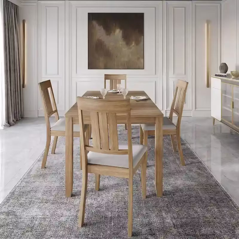CraftPorch Classic 5-Piece Wooden Dining Ensemble