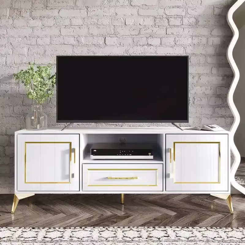 CraftPorch Modern White TV Stand Console - Not Applicable