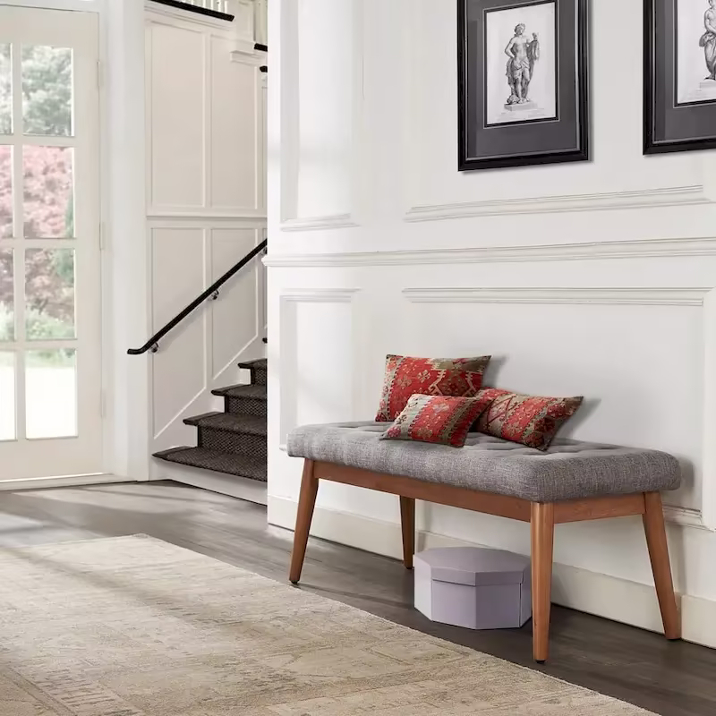 Crosley Landon Acorn Upholstered Bench - 43.25" W x 16" D x 16.88" H