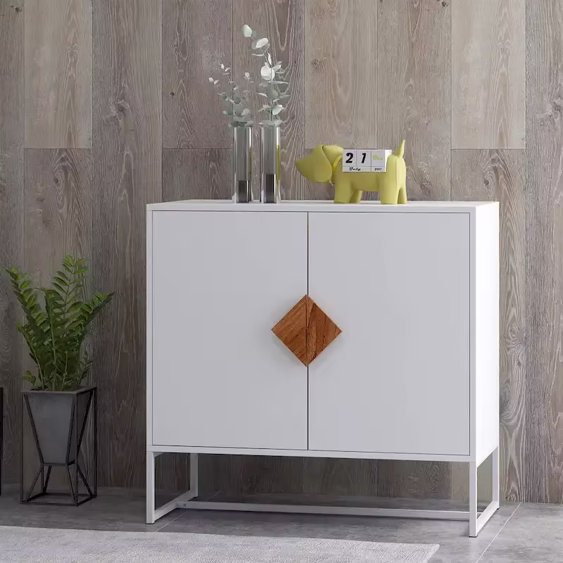CUSchoice Solid Wood Square Handle 2-Door Sideboard