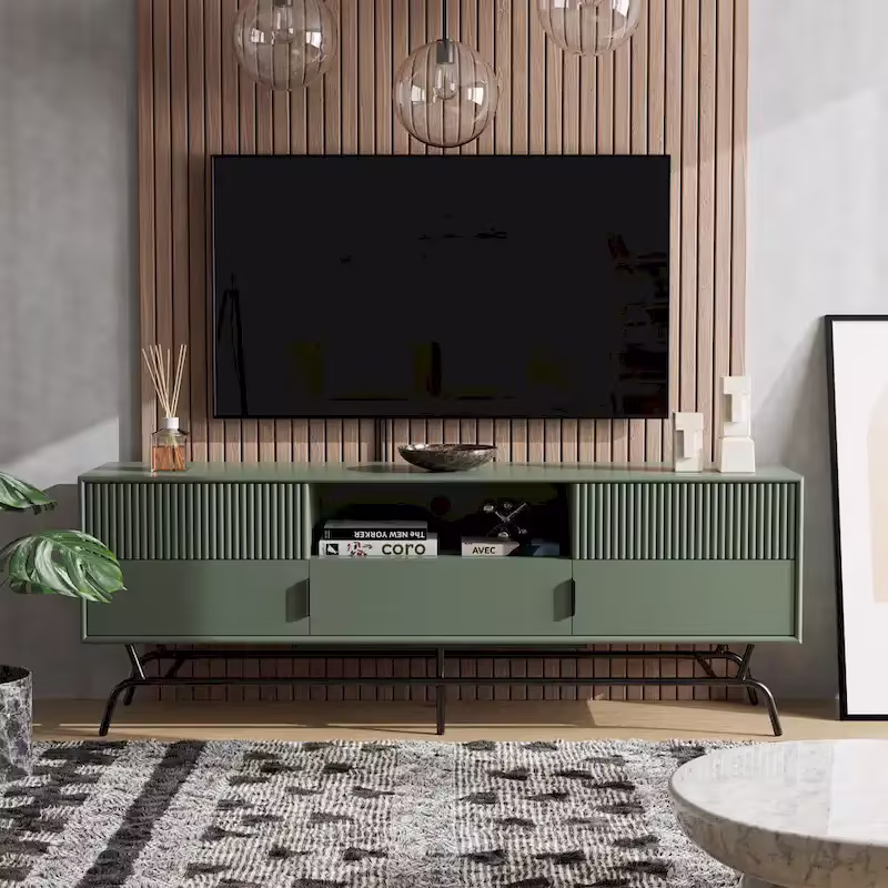 Denhour DH BASIC 60-Inch Modern Media Cabinet TV Stand with 3 Drawers and Cable Management Hole