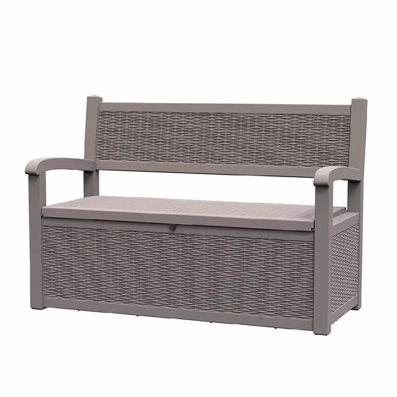 Durable All-Weather Resin Storage Bench with Lockable Hidden Compartment - Rattan-Style Design, 500 lbs Weight Capacity, 70-Gallon Storage Space