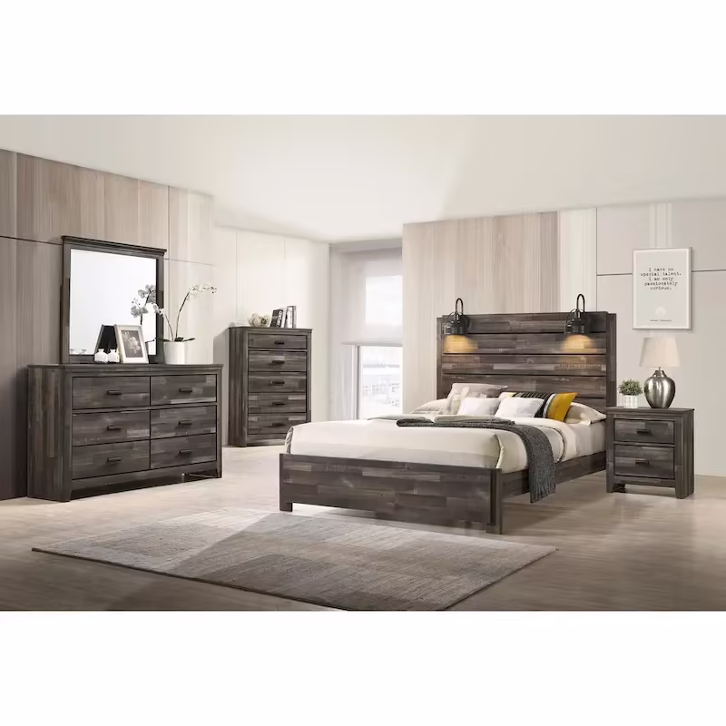 Edyth 3-Piece Brown Platform Bedroom Collection