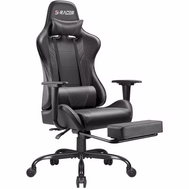 Ergonomic Gaming Chair with Footrest - Ideal for Desk Use
