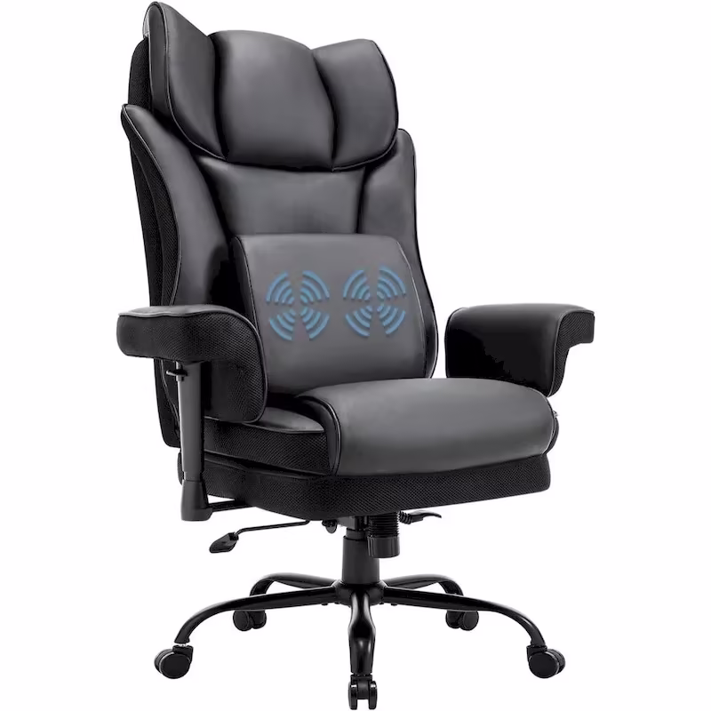 Ergonomic Rocking Executive Office Chair with Adjustable Padded Armrests and Massage Lumbar Support