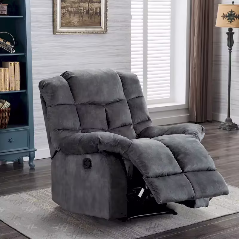 Fabric Recliner and Single Sofa with Manual Recline Feature