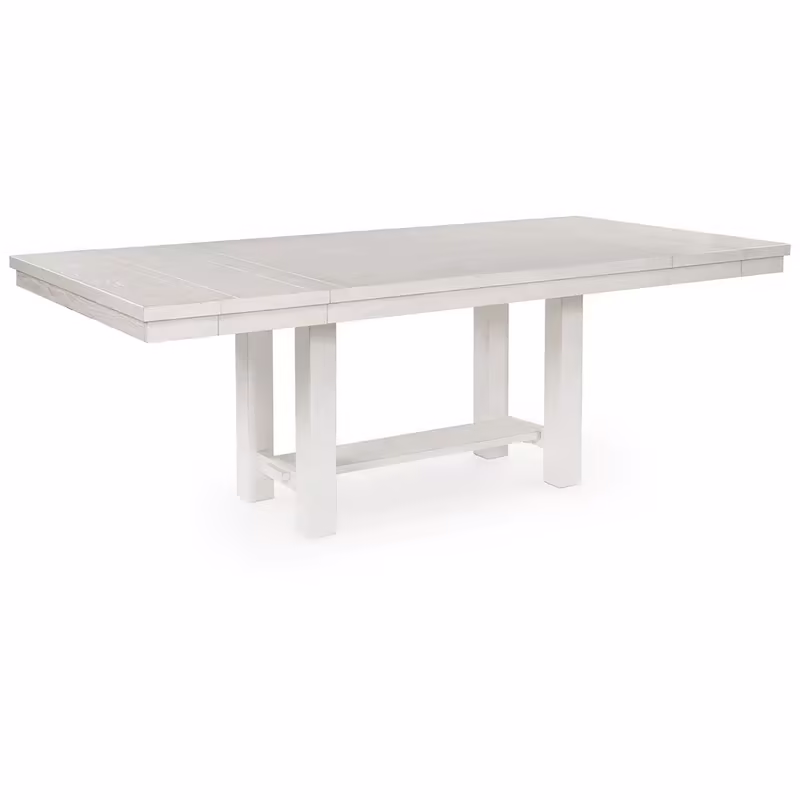Fleur White Wood Dining Table with 2 Extendable Leaves, Adjustable from 62 to 86 Inches