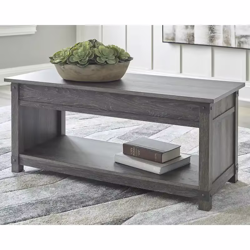 Freedan Rectangular Lift-Top Coffee Table - Dimensions: 44"W x 20"D x 19"H