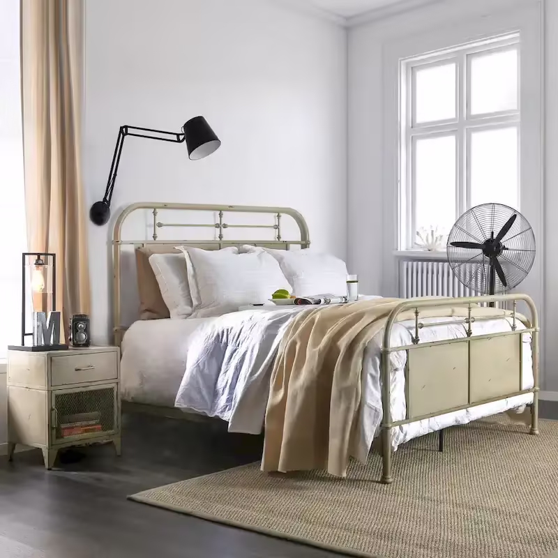 Furniture of America Industrial Metal Panel Bed with Support Legs