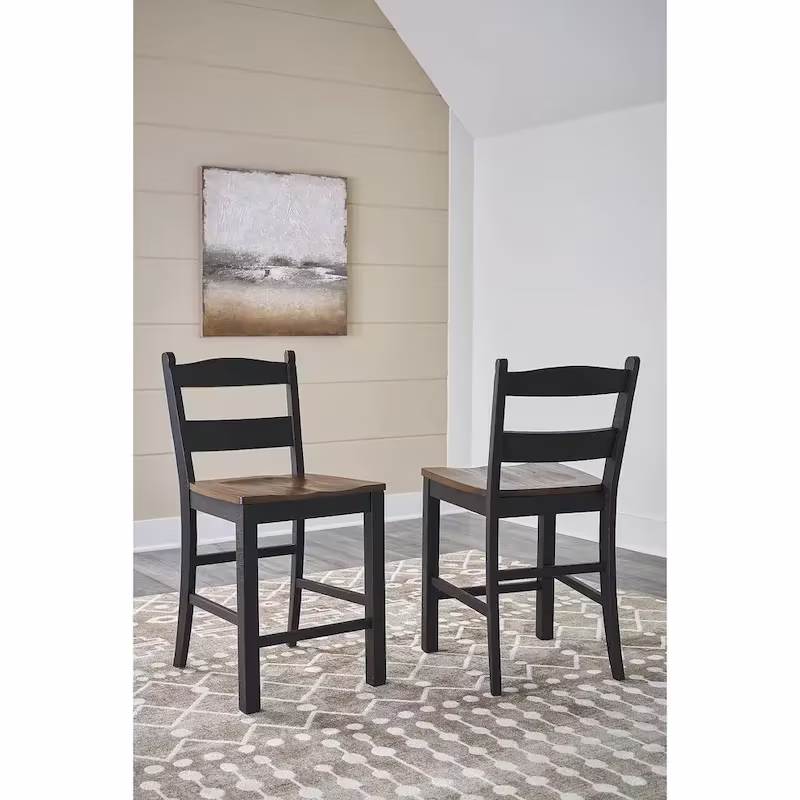 Signature Design by Ashley Valebeck Black and Brown Counter Height Barstool - Dimensions: 20W x 22D x 39H