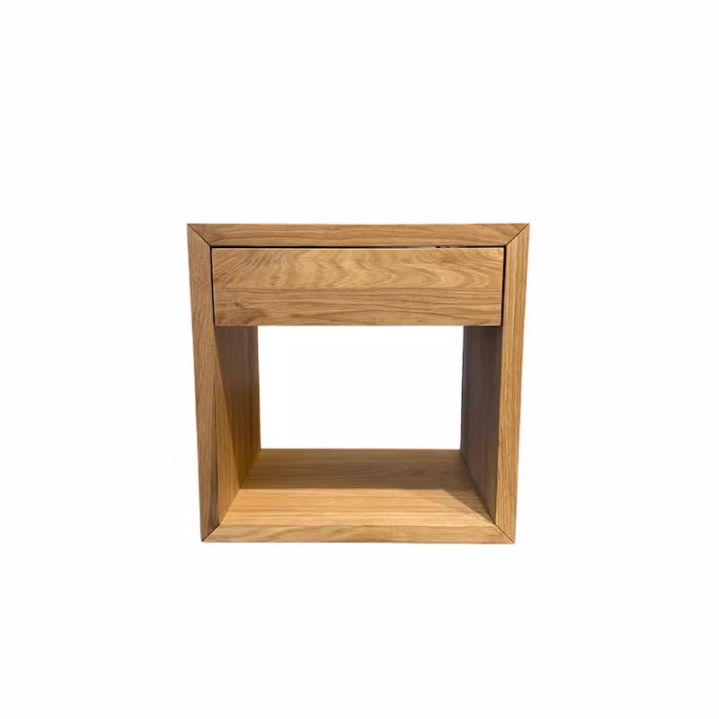 Solid Oak Scandinavian Floating Nightstand with Drawer - Stylish Bedroom Side Table