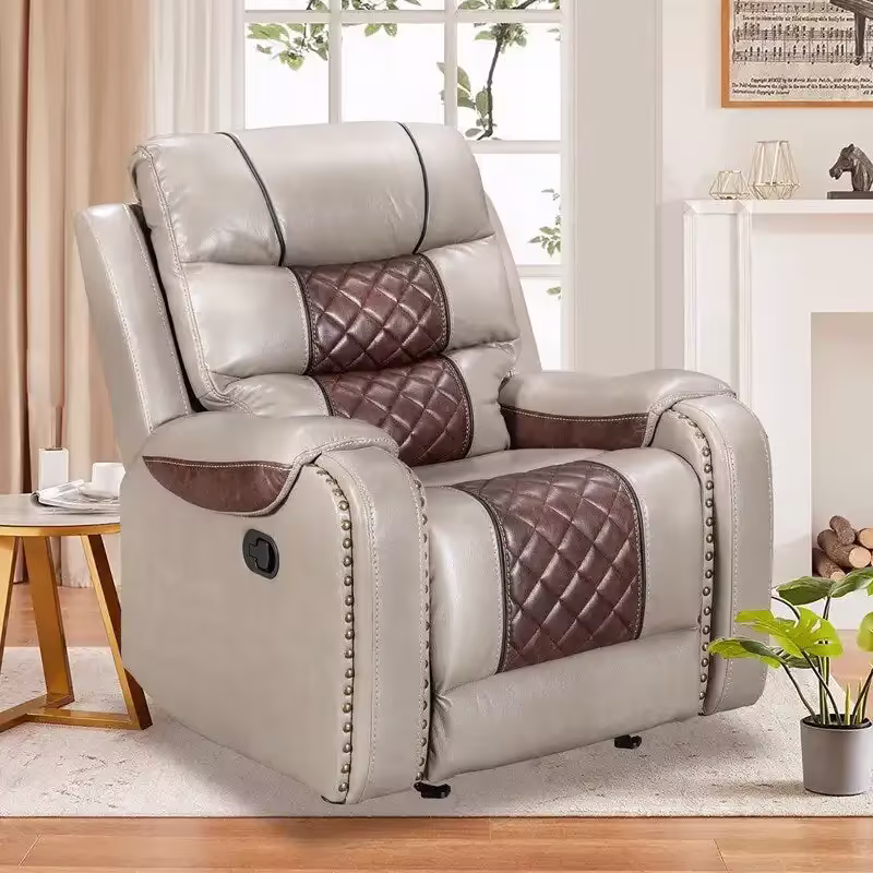 Spacious Faux Leather American-Style Recliner Chair for Living Room