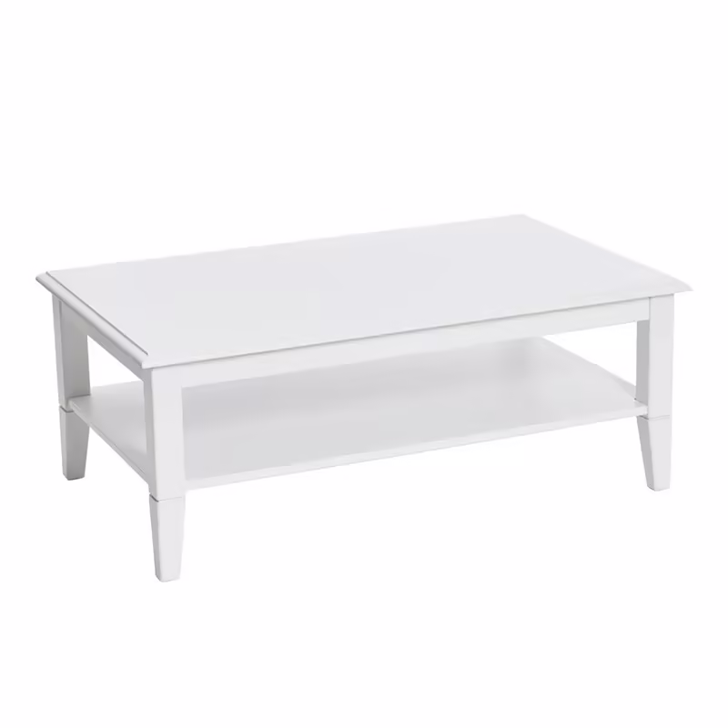 Storage Shelf Coffee Table with Sturdy Solid Wood Legs