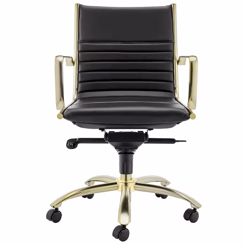 Swivel Office Chair with Upholstered Seat Armrests and Rolling Base