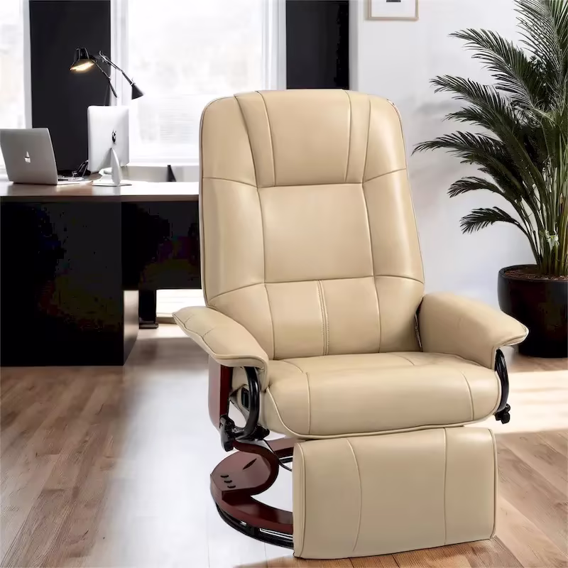 Swivel Recliner Chair with Adjustable Backrest and Footrest