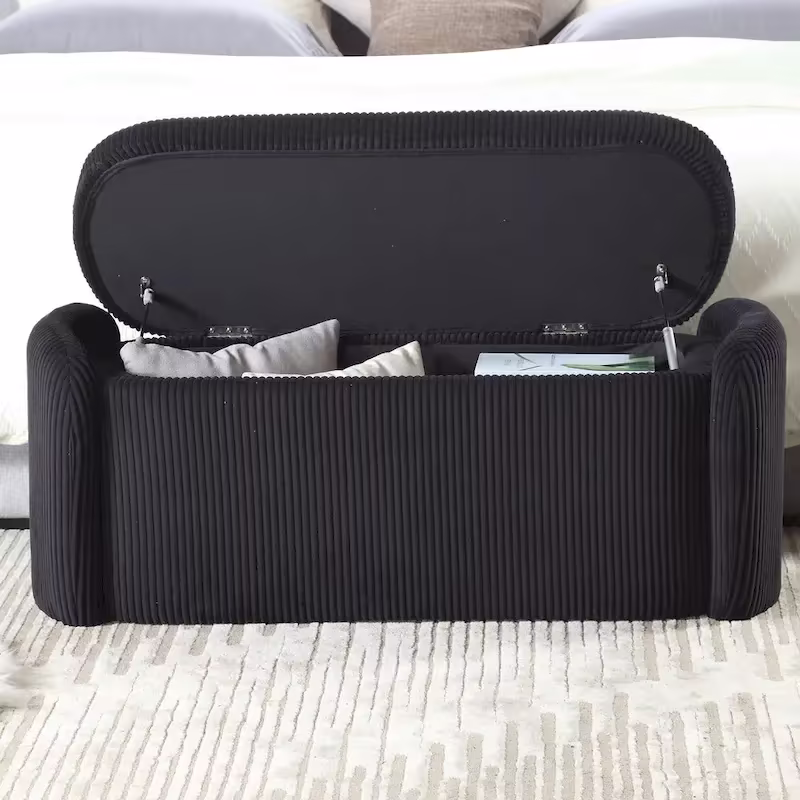 Upholstered Fabric Storage Ottoman for Entryway