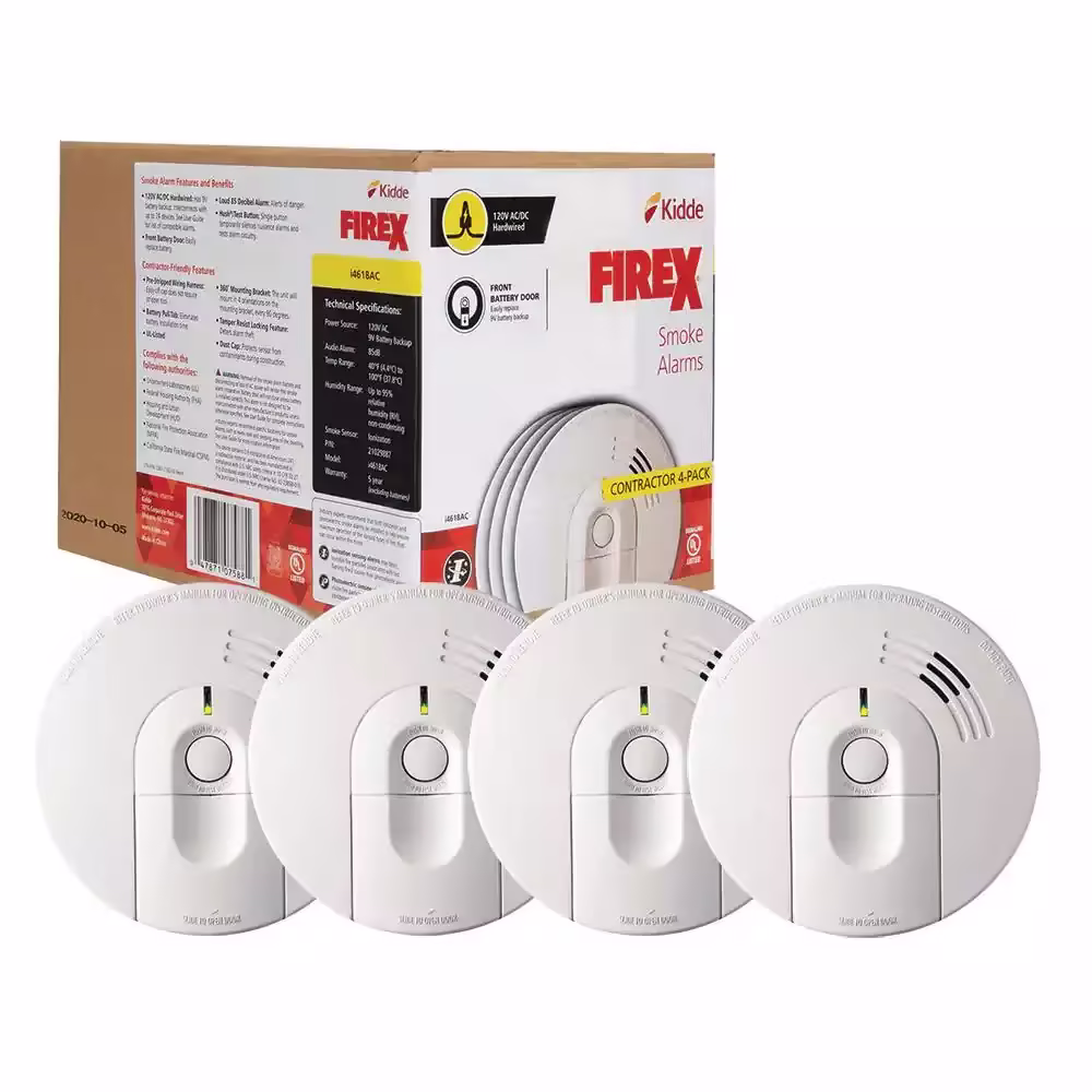 4 Pack Hardwired Smoke Detector with Ionization Sensor