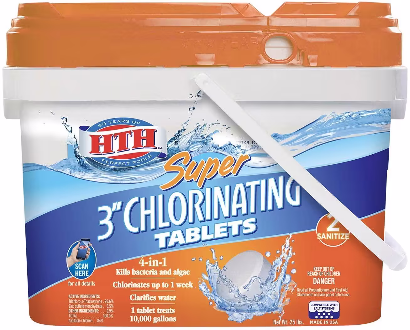 42034 Super 3-inch Chlorinating Tablets for Swimming Pools, 25 lbs