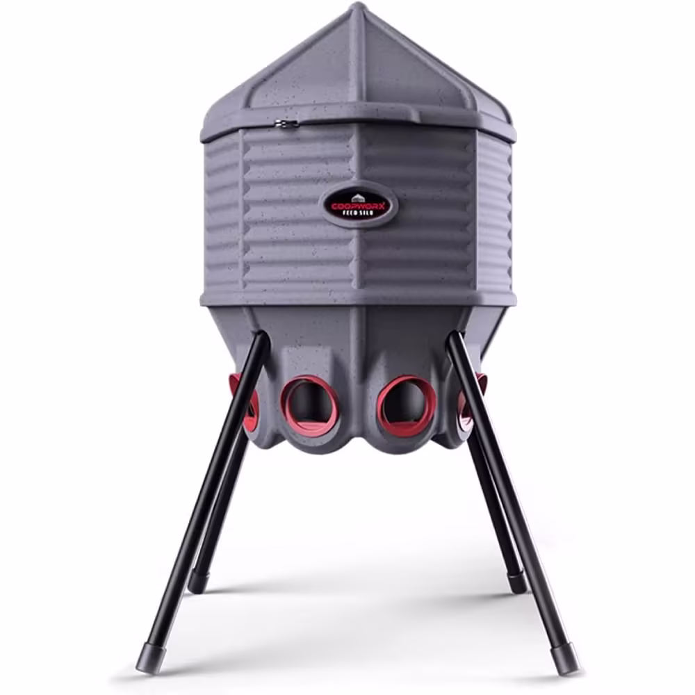80lb Poultry Feeder, Adjustable Height, UV Stable, Weather Resistant, 8 Ports, Made in USA