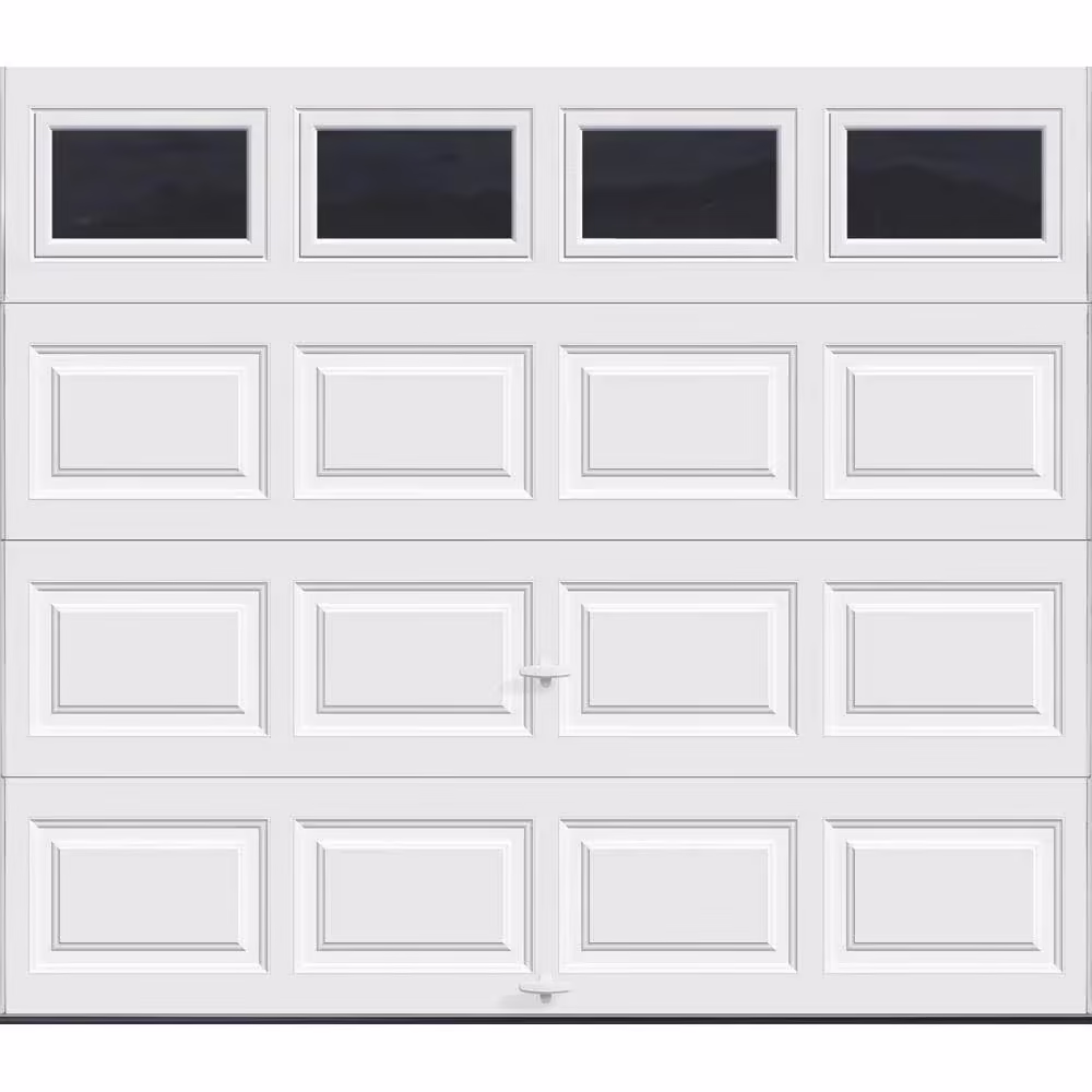 Insulated Garage Door 97 ft, R-Value 6.5, White with Plain Window