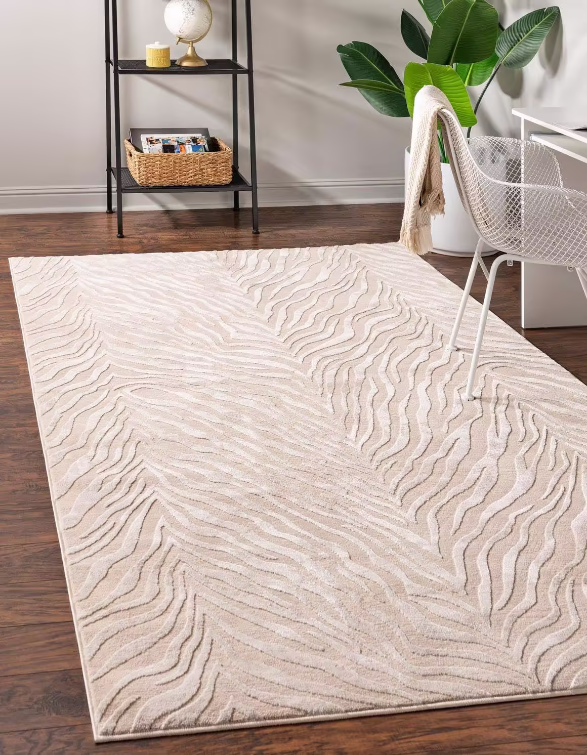 Unique Loom Finsbury 7x10 Ivory Beige Abstract, Animal Print Area Rug