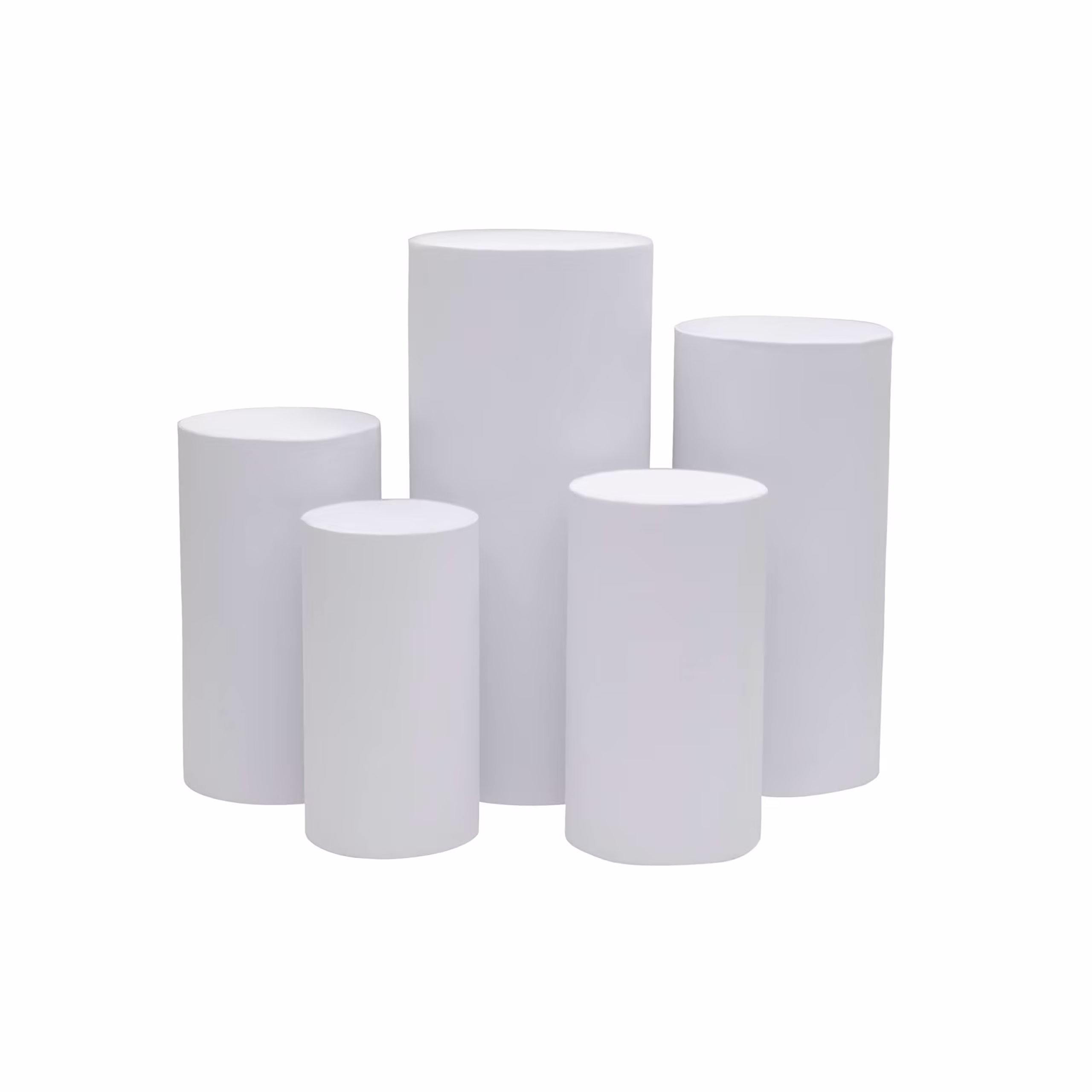 1 Set, Spandex Pillar Covers for Metal Cylinder Pedestal Stands 5 Pcs/Set - White Covers ONLY/Cylinder Pedestal Stands Not Included