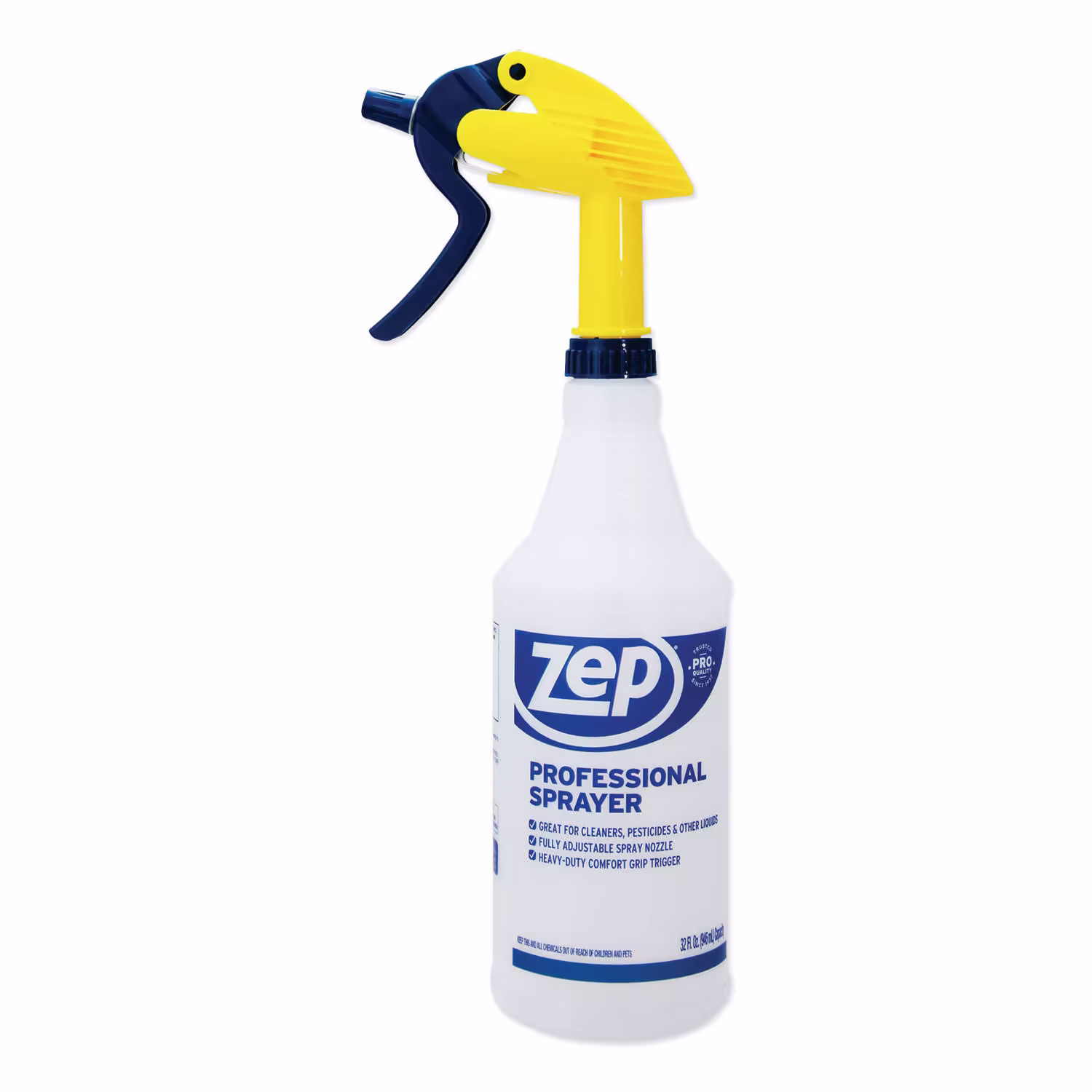 Zep Professional Spray Bottle, 32 oz, Blue, Gold Clear, 36/Carton
