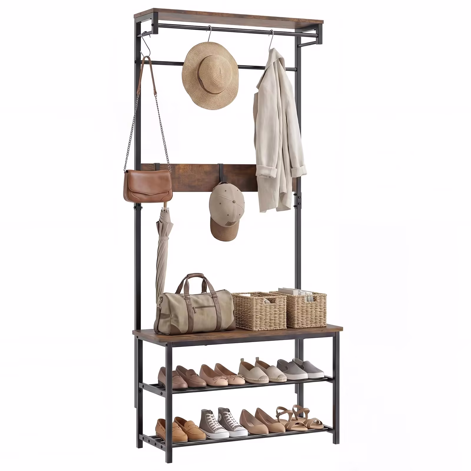 Tangkula Hall Tree with Bench and Shoe Storage