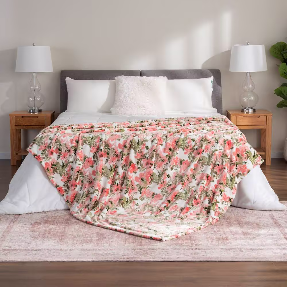 Berkshire Blanket-Classic Heavyweight Warm Soft Printed VelvetLoft Plush Blanket, King Size Soft Fuzzy Blanket for Couch Sofa Bed, Abstraction Pink