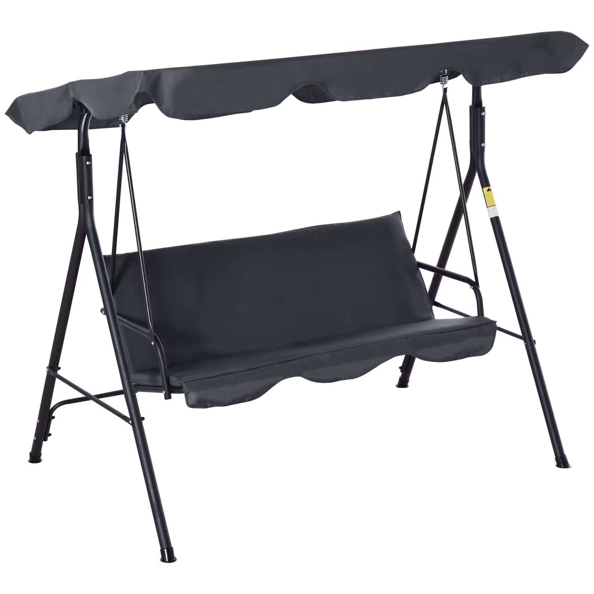 Outsunny 3-Person Porch Lawn Swing with Canopy, Outdoor Yard Glider Chair